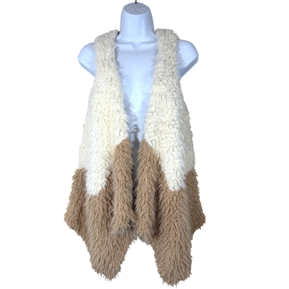 70s Style Shaggy Vest Womens Med Faux Fur Penny Lane Flowy Festival Hippie